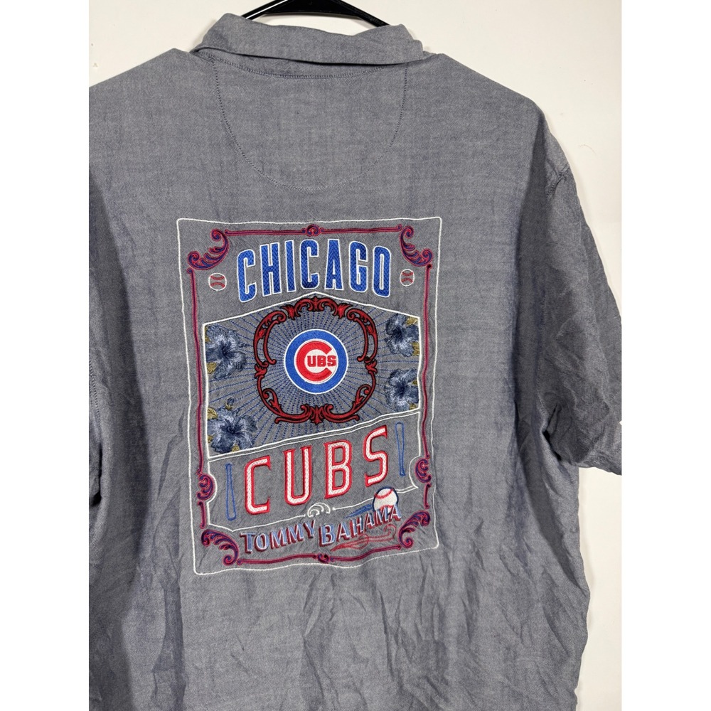 Tommy Bahama Chicago Cubs 2016 World Series Champions Silk Shirt XL Blue Mens